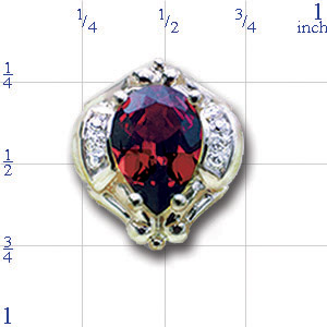 B2177 14K PS GARNET DIAMOND SLIDE 